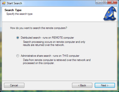 Search method selection (click to enlarge)
