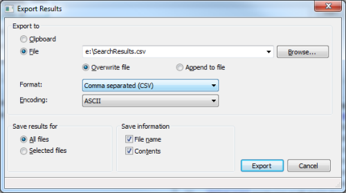 Export results